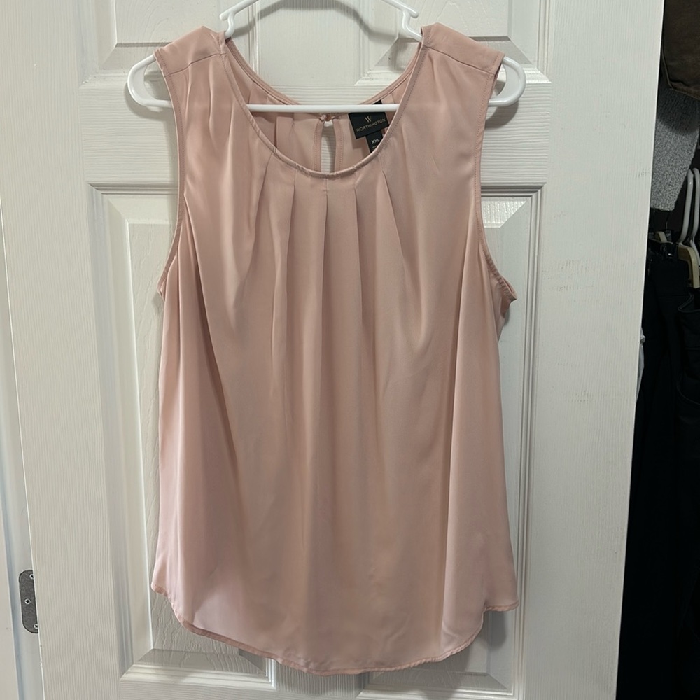 Worthington sheer blazer top nude in color